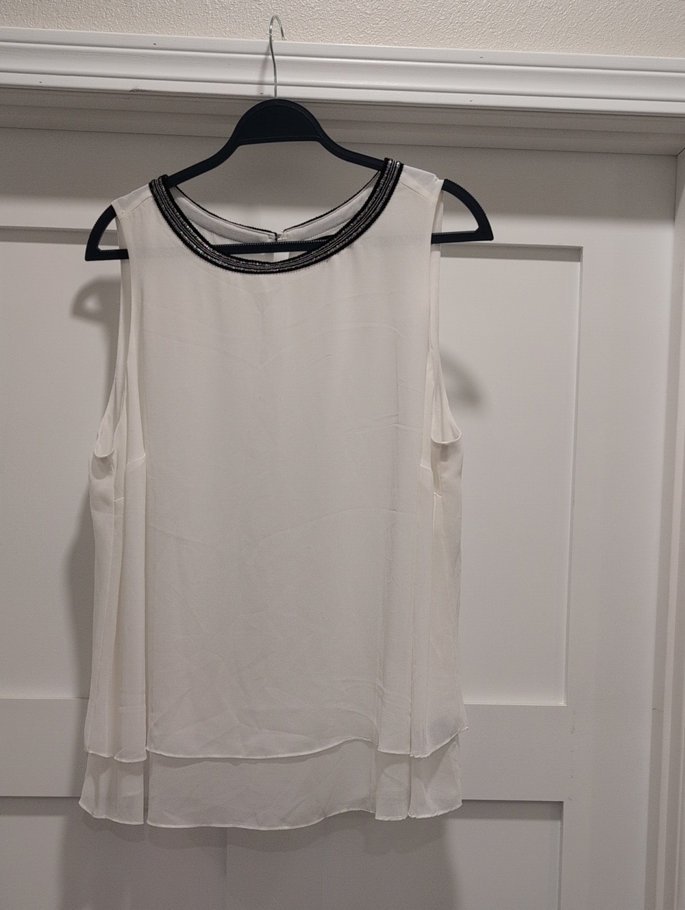 torrid White Sleeveless Camisole with Black Beaded Neckline